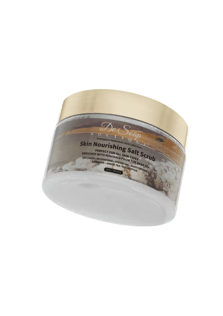 De Soap Boutique Dead Sea Salt Scrub mineral rich body exfoliator for soft smooth skin