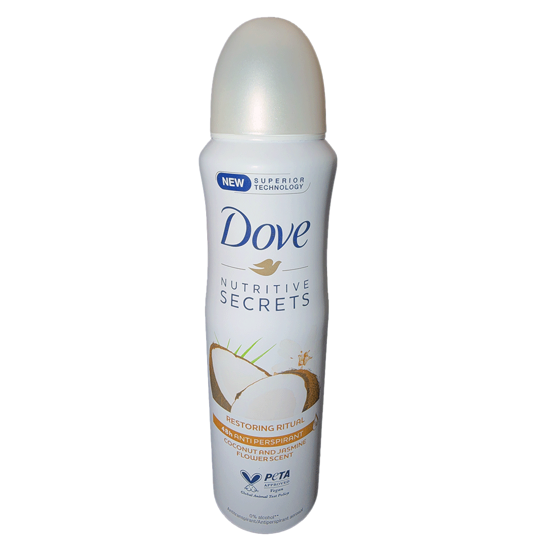Dove Nutritive Secrets Spray Restoring Ritual 48h Antiperspirant - Coconut and Jasmine Flower Scent - 5.07 oz / 150 mL